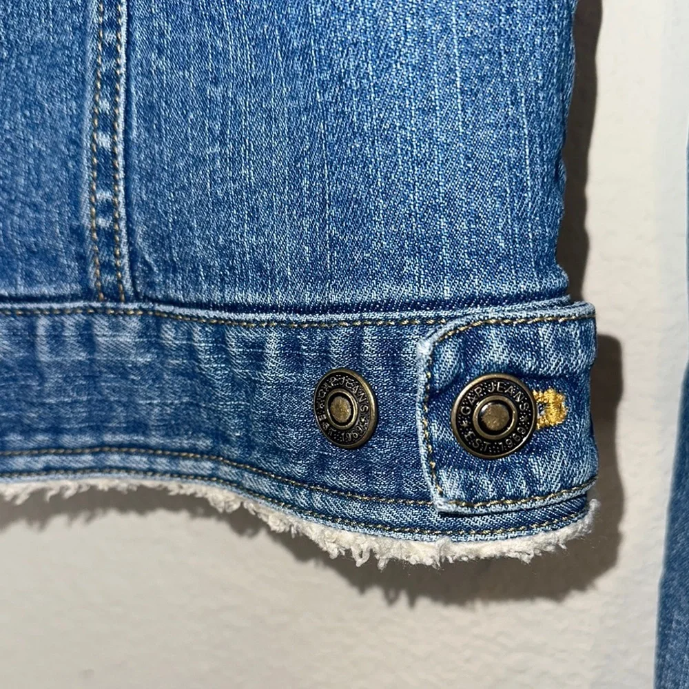 GAP Denim Jacket‎ with Floral Embroidery and Fleece Collar